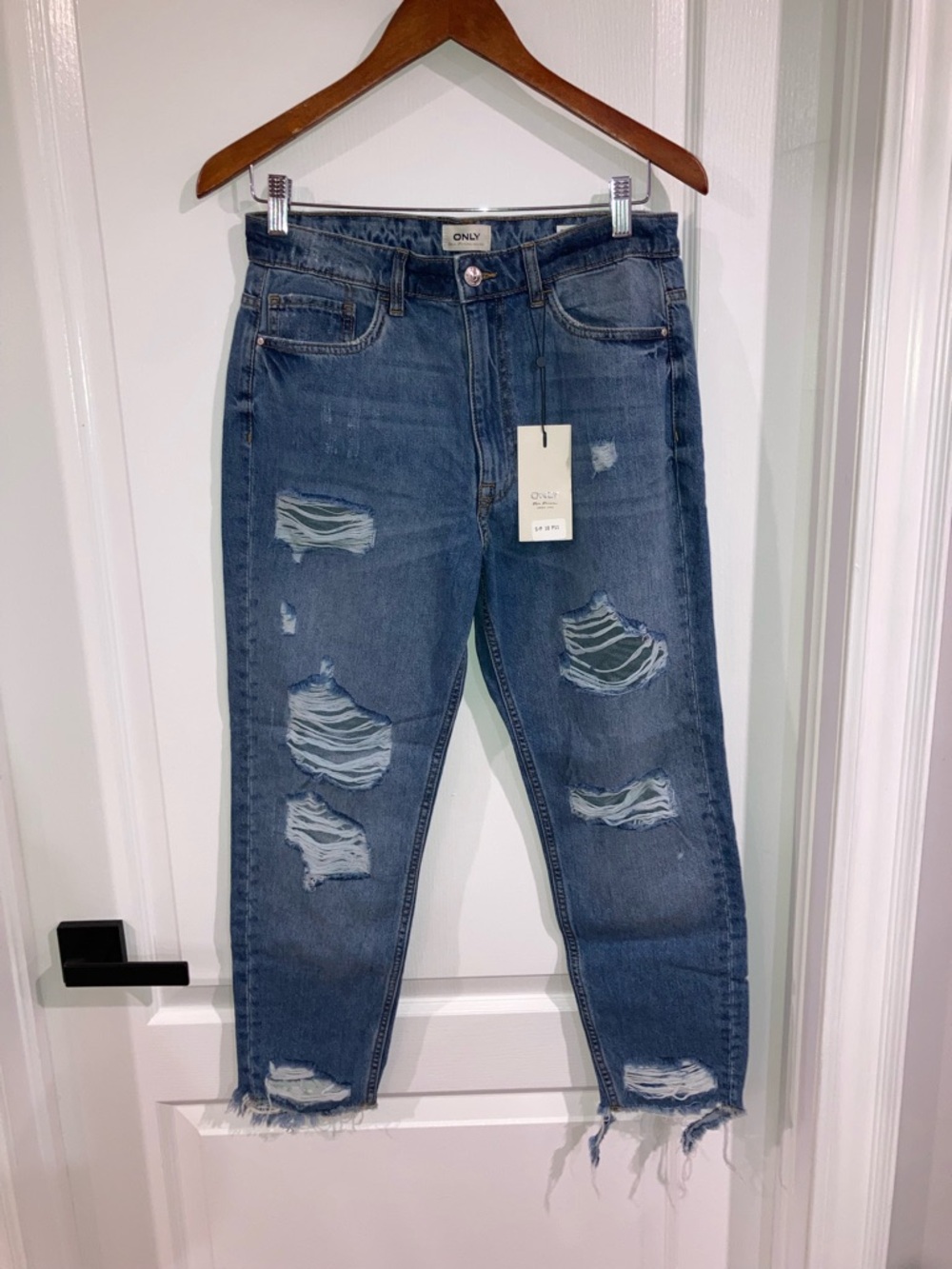 ONLY Gurli Distressed High Waisted Blue Jeans NWT - size 28